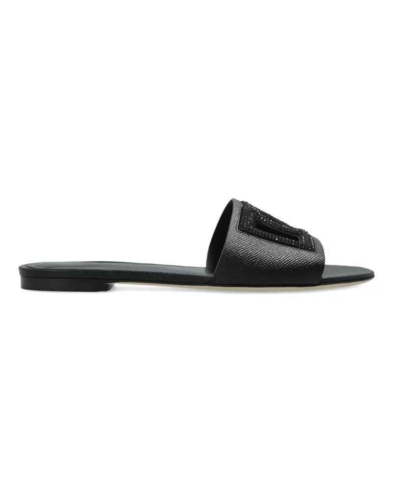 Dolce & Gabbana logo-lettering flat sandals - Schwarz Schwarz