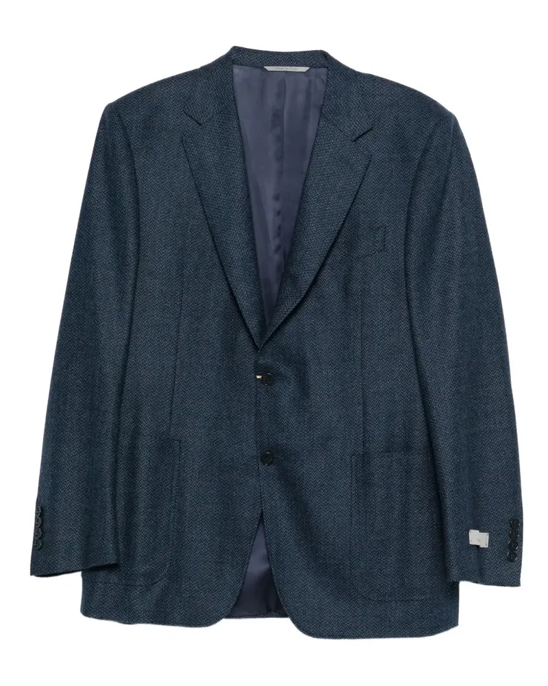 Canali Sakko mit Fischgrätenmuster - Blau Blau