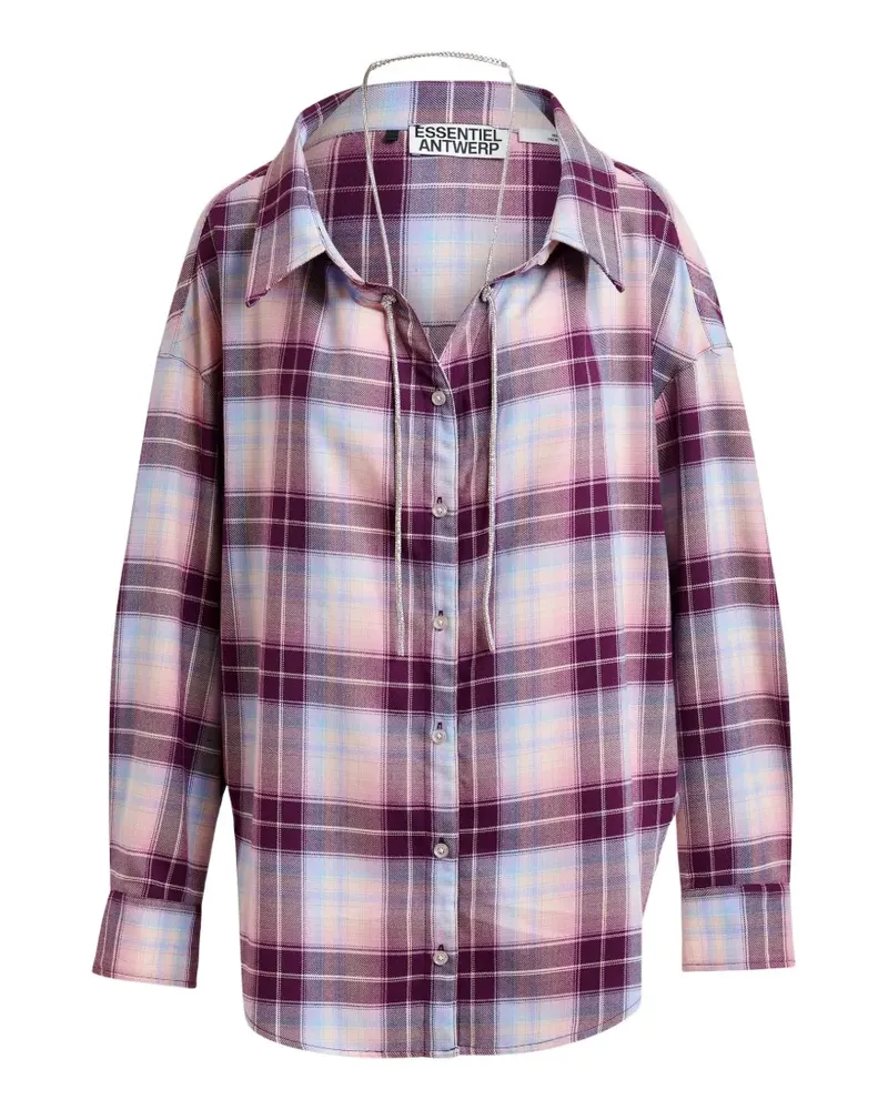 Essentiel plaid-pattern rhinestone-embellishment shirt - Violett Violett