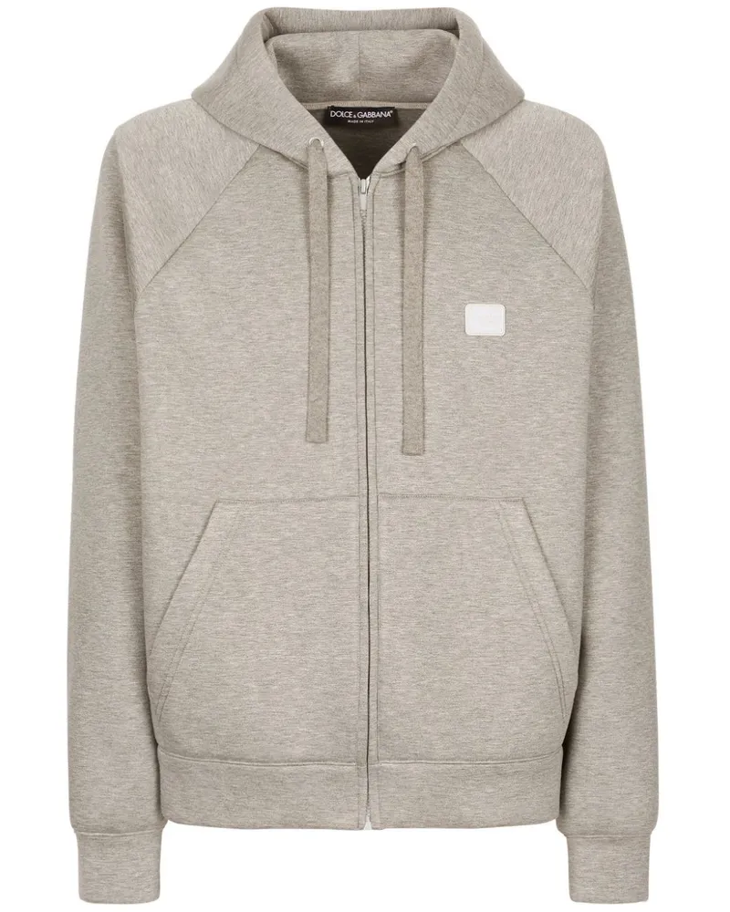 Dolce & Gabbana Kapuzenjacke mit Logo-Applikation - Grau Grau