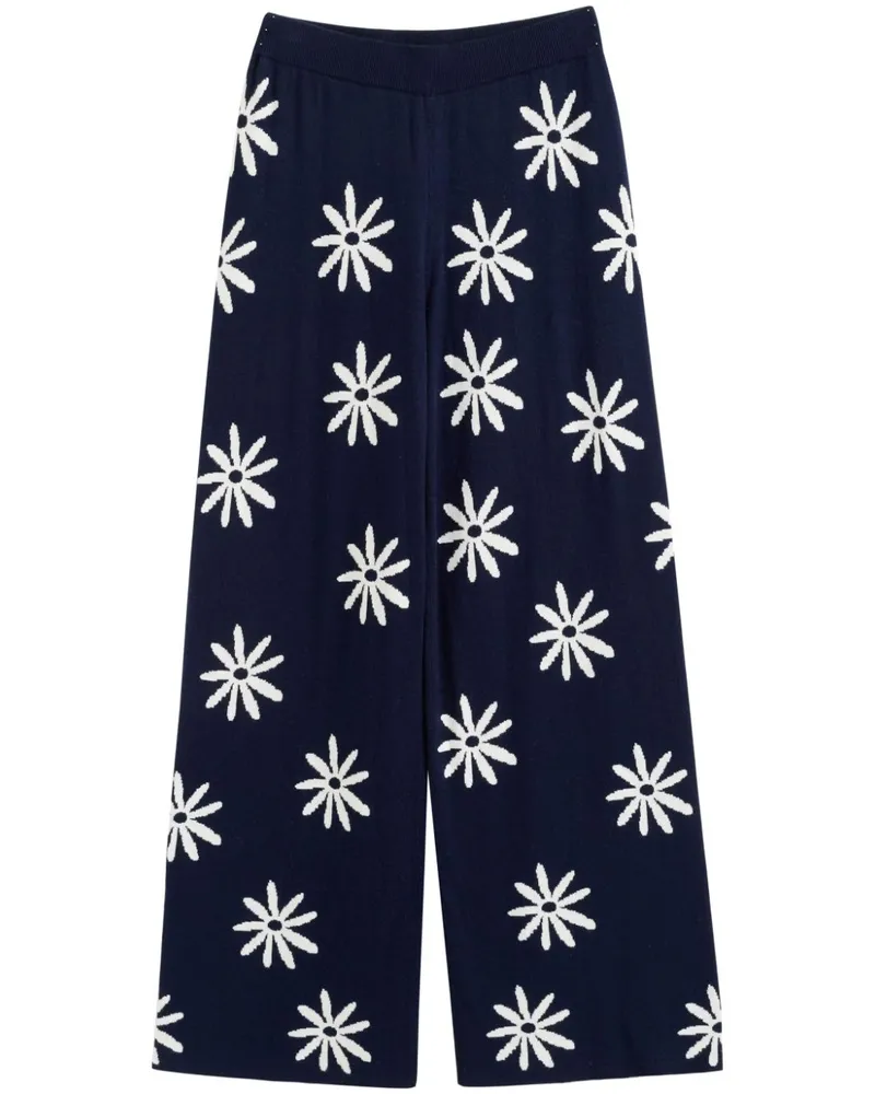 Chinti & Parker Ditsy Daisy Hose mit weitem Bein Blau