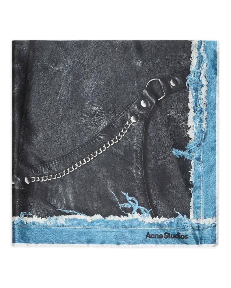 Acne Studios frayed-printed scarf - Schwarz Schwarz