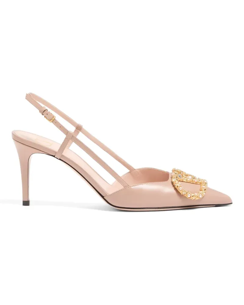 Valentino Garavani Slingback-Pumps aus Kalbsleder mit Logo 80mm - Rosa Rosa