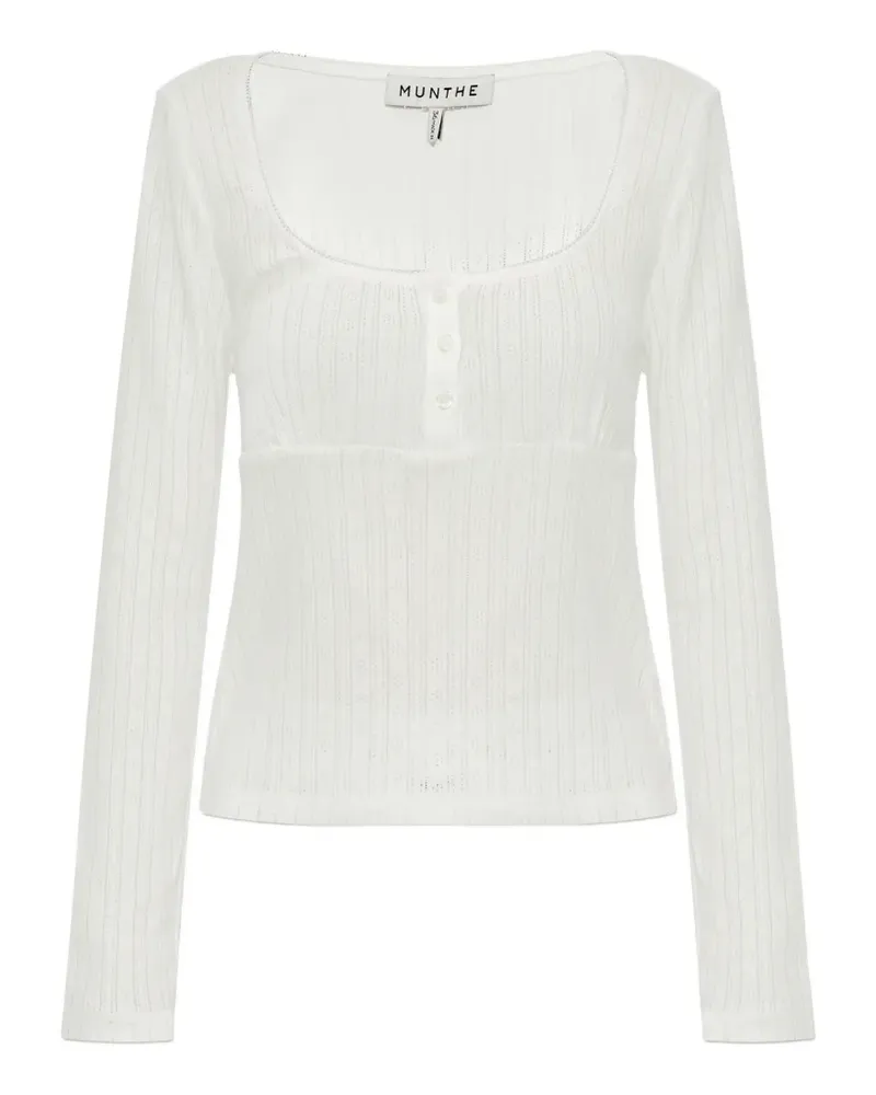 MUNTHE Naomi pointelle-knit button-up top - Weiß Weiß