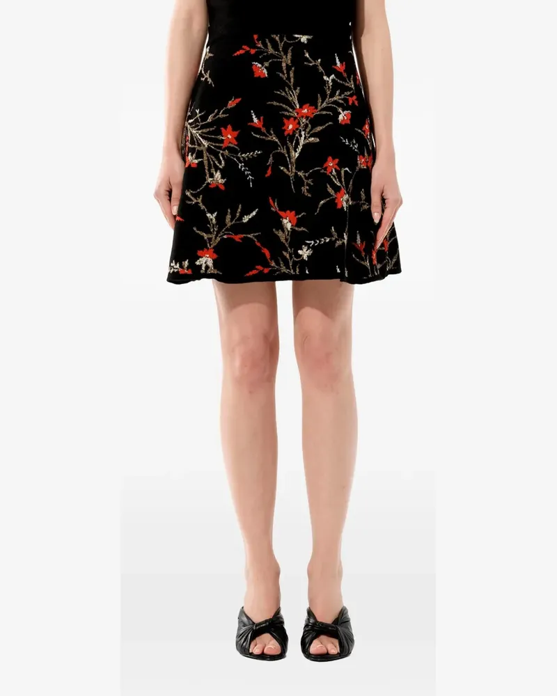 Balenciaga floral-embroidered A-line midi skirt - Schwarz Schwarz