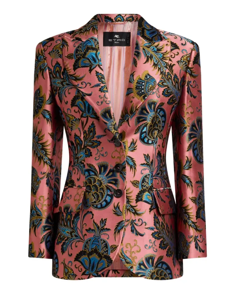 Etro Sakko mit Jacquard-Blumenmuster - Rosa Rosa