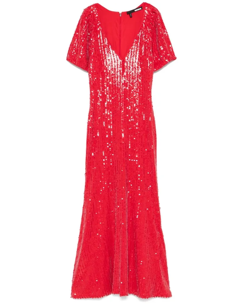 ROTATE Birger Christensen Midikleid mit Pailletten Rot