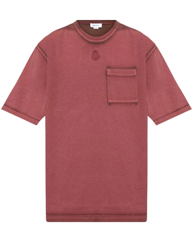 Alexander McQueen T-Shirt mit Logo-Stickerei - Rot Rot