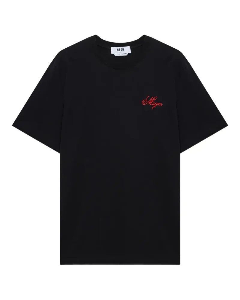 MSGM T-Shirt mit Stickerei - Schwarz Schwarz