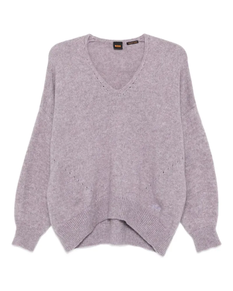 HUGO BOSS Pullover mit V-Ausschnitt - Violett Violett