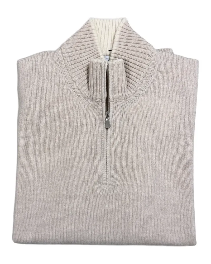 Gran Sasso Pullover mit Reißverschluss und geripptem Kragen - Nude Nude
