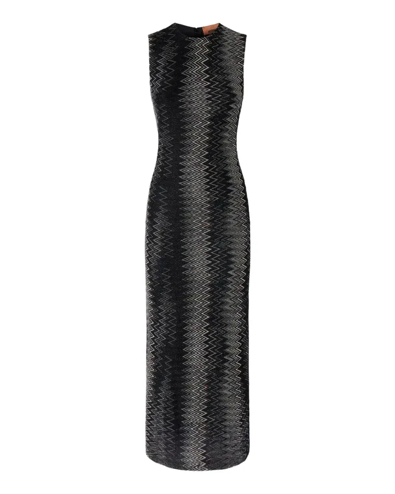 Missoni Ausgestelltes Midikleid aus Viskose-Lamé - Schwarz Schwarz