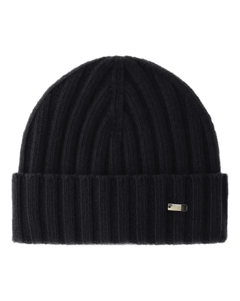 Herno Beanie aus geripptem Strick - Schwarz Schwarz