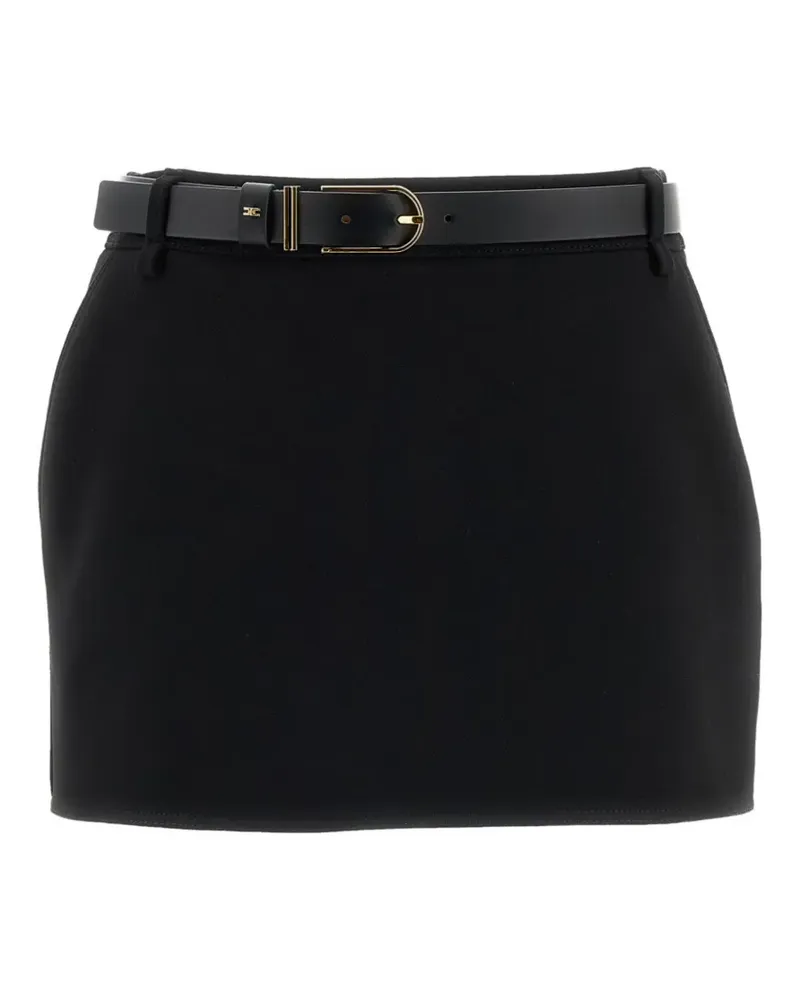 Elisabetta Franchi double layer crêpe miniskirt with belt - Schwarz Schwarz