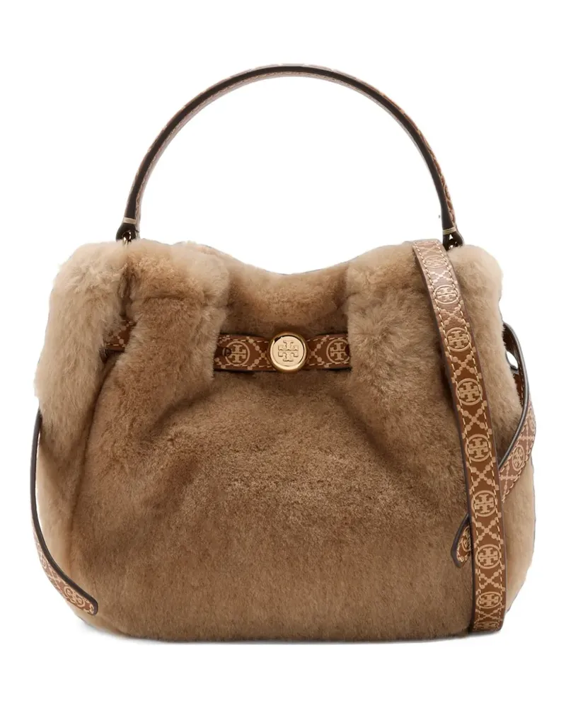 Tory Burch Mini Romy Beuteltasche aus Shearling - Nude Nude