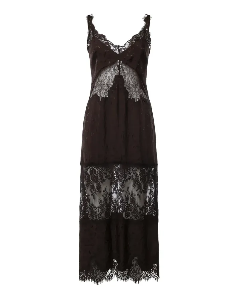 Pinko midi lace-trim floral-jacquard dress - Braun Braun