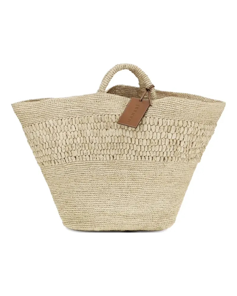 Manebí Fiji raffia beach bag - Nude Nude