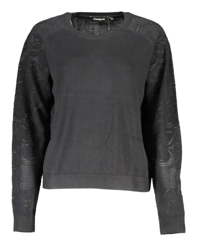 Desigual Pullover mit Spitzenärmeln - Schwarz Schwarz
