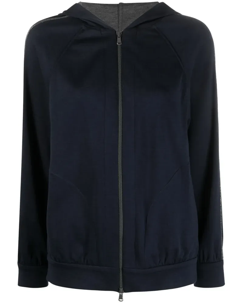 Brunello Cucinelli Kapuzenjacke mit Monili-Detail - Blau Blau
