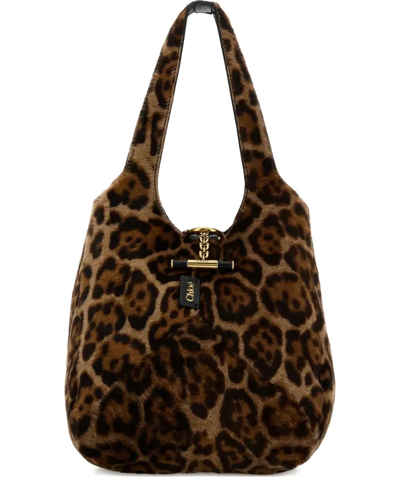 Chloé Balloon Schultertasche mit Leoparden-Print - Braun Braun