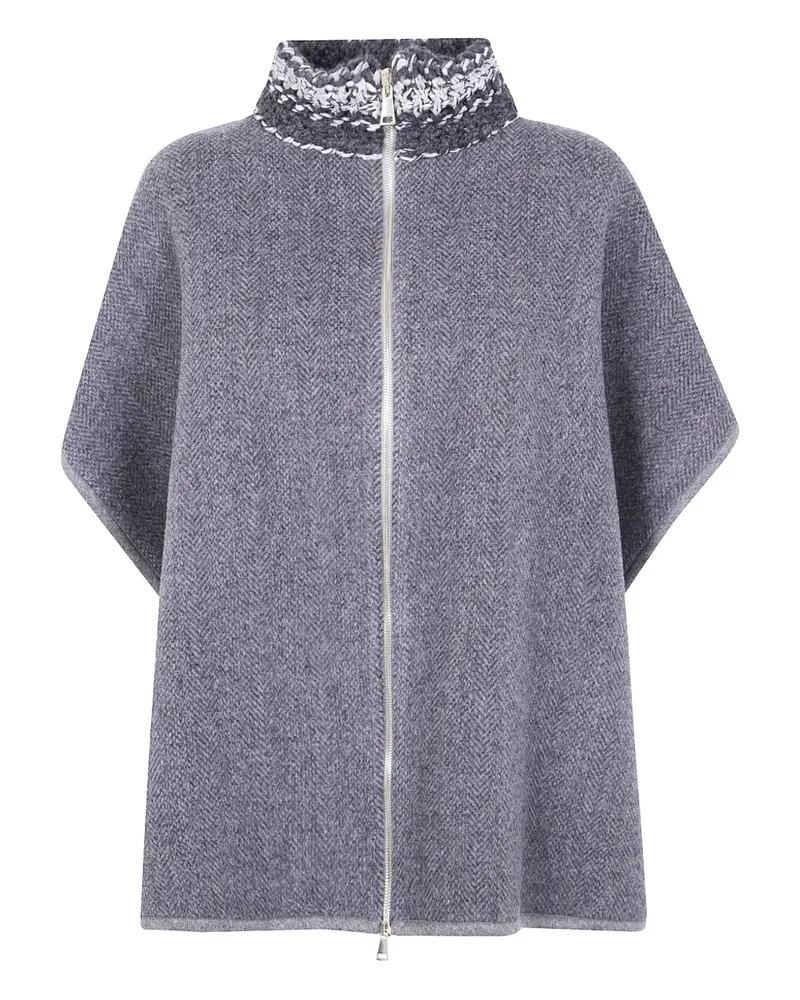 Fabiana Filippi herringbone-pattern zip-front cape - Grau Grau