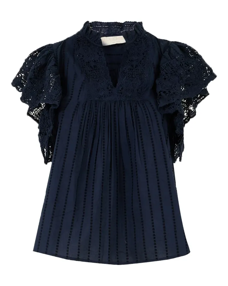 Ulla Johnson Julie Bluse mit Puffärmeln - Blau Blau
