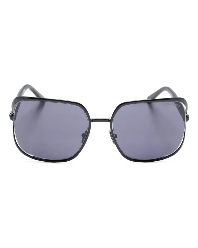 Tom Ford Eckige Sonnenbrille mit mattem Effekt - Schwarz Schwarz