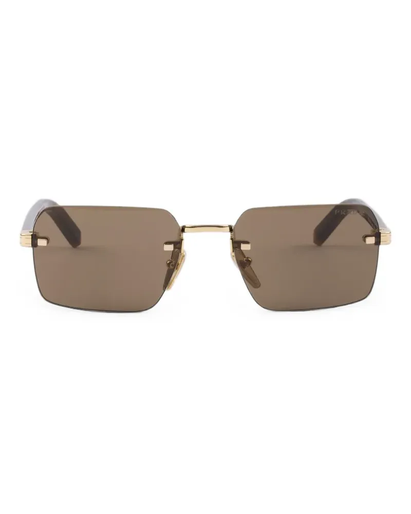 Prada Sonnenbrille mit ikonischem Metall-Schild - Gold Gold