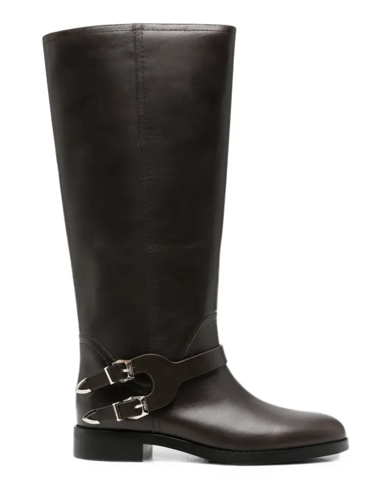 Pinko buckled leather cowboy boots - Braun Braun