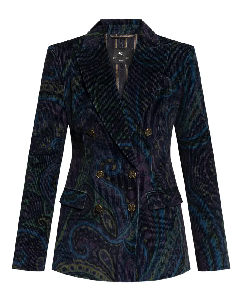 Etro Doppelreihiges Sakko aus Cord - Blau Blau