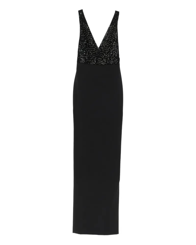 Elisabetta Franchi rhinestones V-neck dress - Schwarz Schwarz