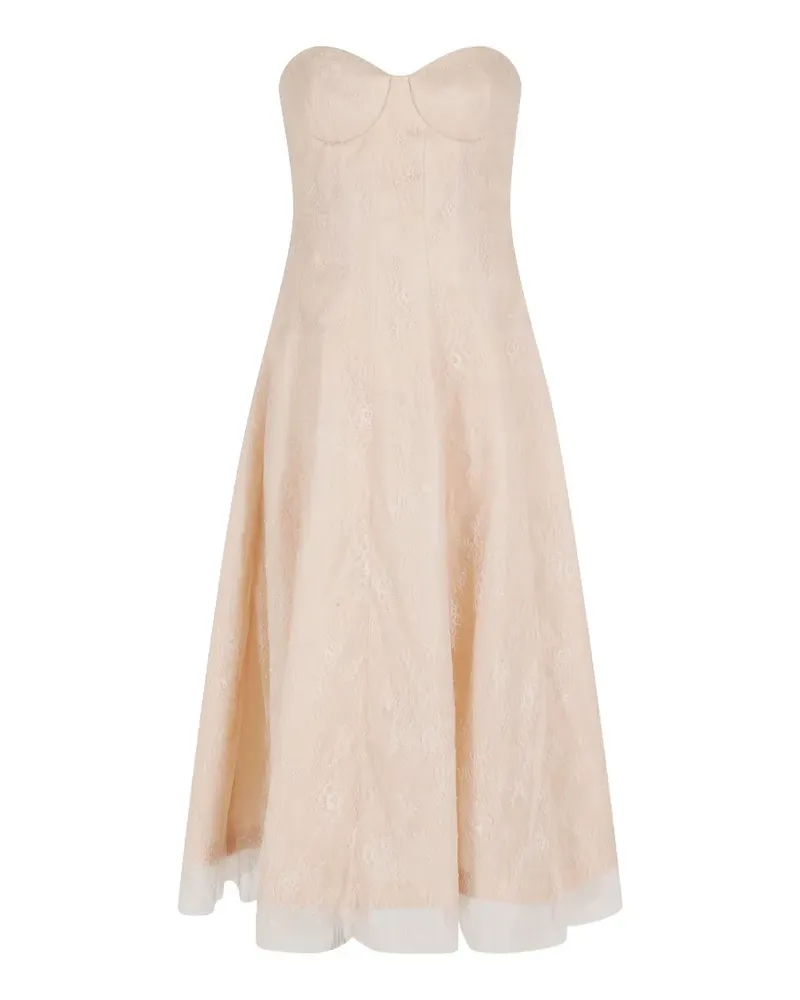 Alberta Ferretti lace-overlay bustier midi dress - Rosa Rosa