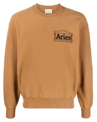 Aries Sweatshirt mit Logo-Print Braun