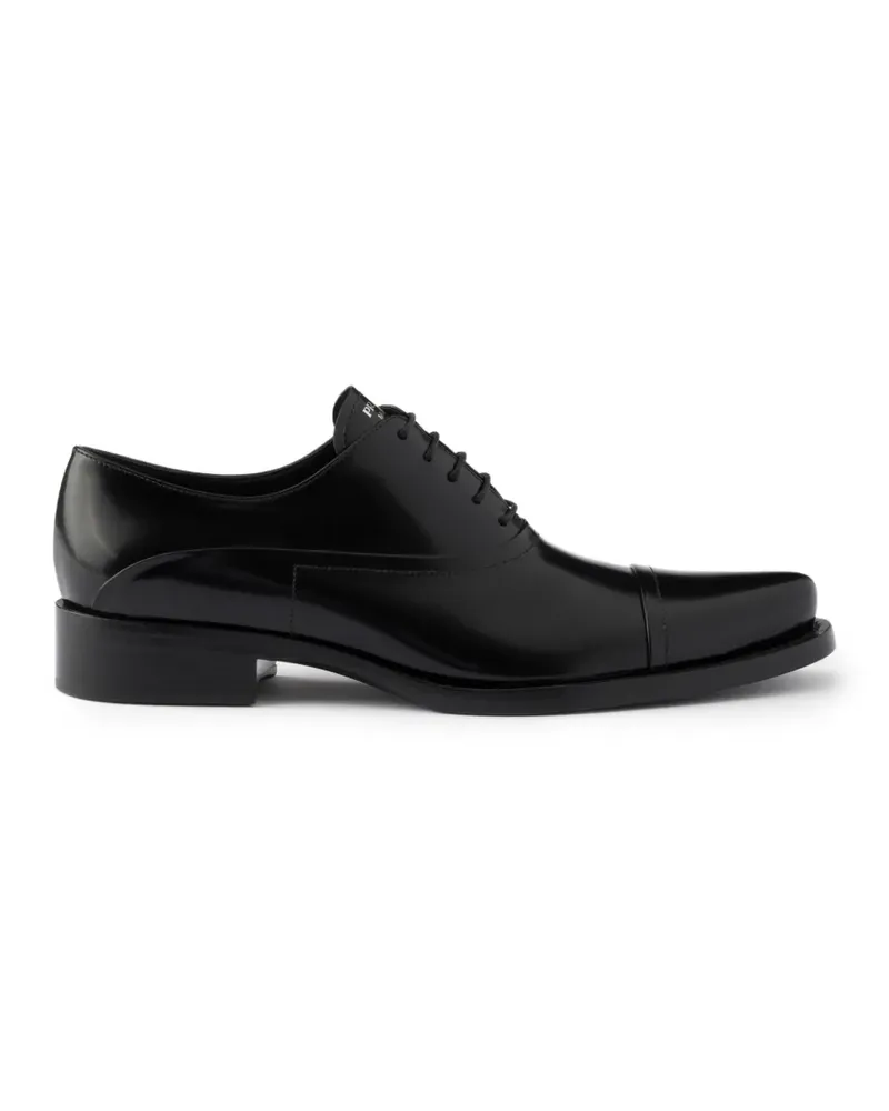 Prada Schnürschuhe aus gebürstetem Leder - Schwarz Schwarz