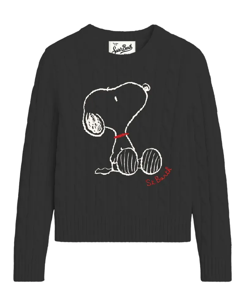 MC2 Saint Barth Pullover mit Zopfmuster und Snoopy-Motiv - Schwarz Schwarz