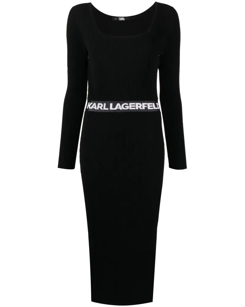 Karl Lagerfeld Strickkleid mit Logo-Print - Schwarz Schwarz