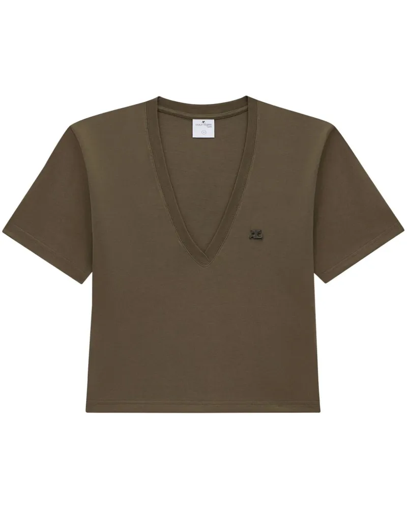 Courrèges Cropped-Hemd mit Logo - Grün Grün