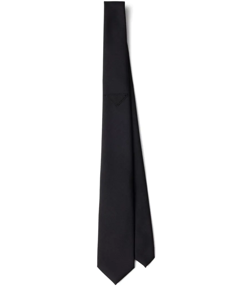 Prada Krawatte mit Triangel-Logo - Schwarz Schwarz