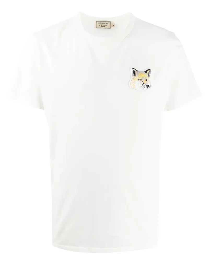 Kitsuné T-Shirt mit Fuchskopf-Patch - Weiß Weiß