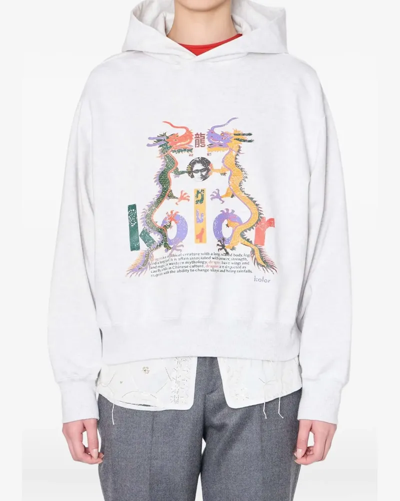 kolor Kapuzenpullover mit Drachen-Print - Weiß Weiß