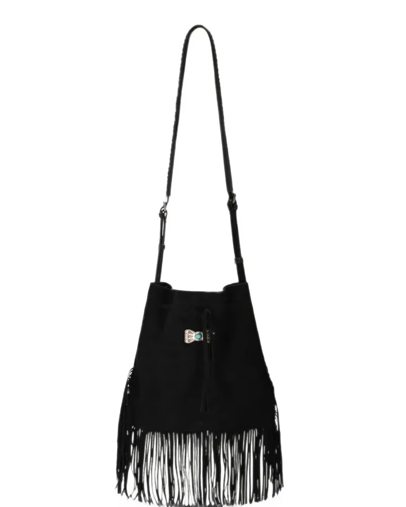 Fortela Kimi fringed suede shoulder bag - Schwarz Schwarz