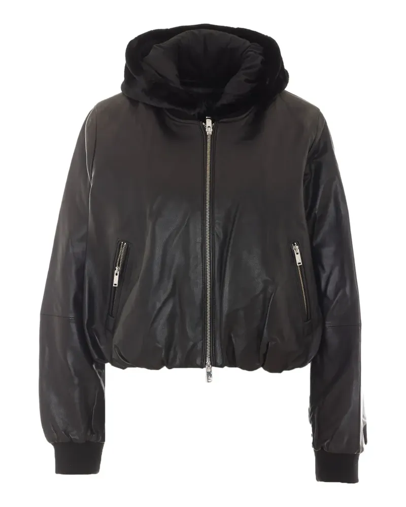 Moose Knuckles Cardin hooded leather bomber jacket - Schwarz Schwarz