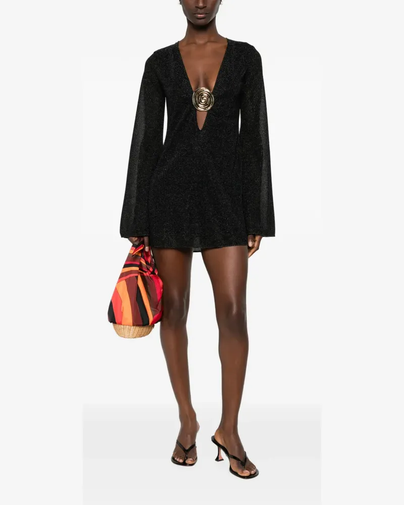 Oséree Lumière embellished V-neck mini dress - Schwarz Schwarz