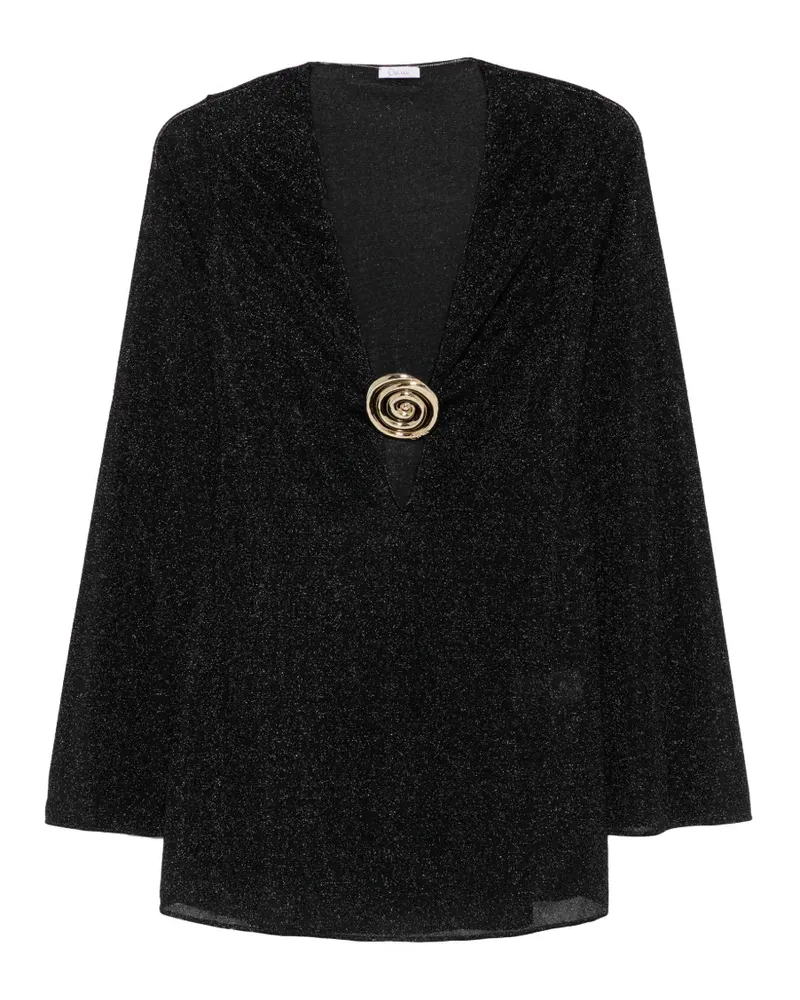 Oséree Lumière embellished V-neck mini dress - Schwarz Schwarz