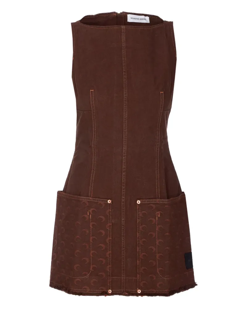 Marine Serre Moon Kleid mit Logo - Braun Braun