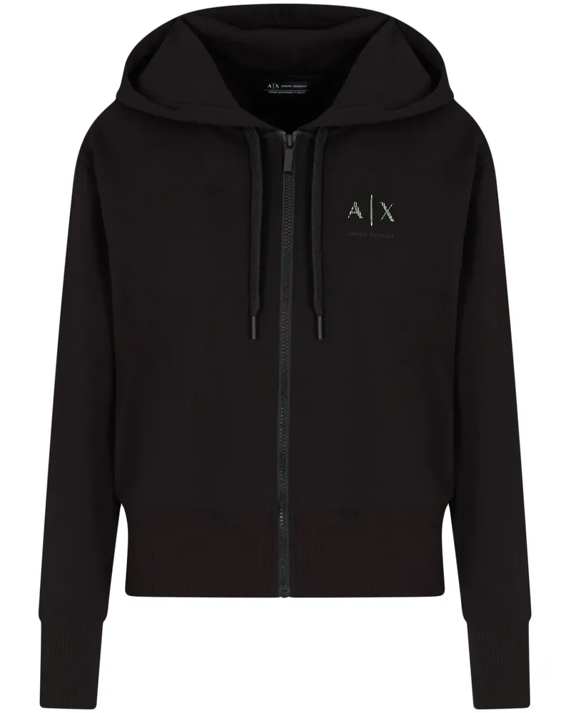 Armani Exchange Hoodie mit Logo-Print - Schwarz Schwarz