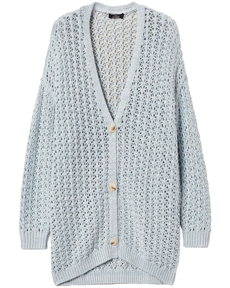 Twin-Set Cardigan mit Lochstrickmuster - Blau Blau