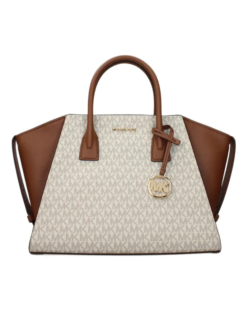 Michael Kors large Avril monogram-print grained tote bag - Nude Nude