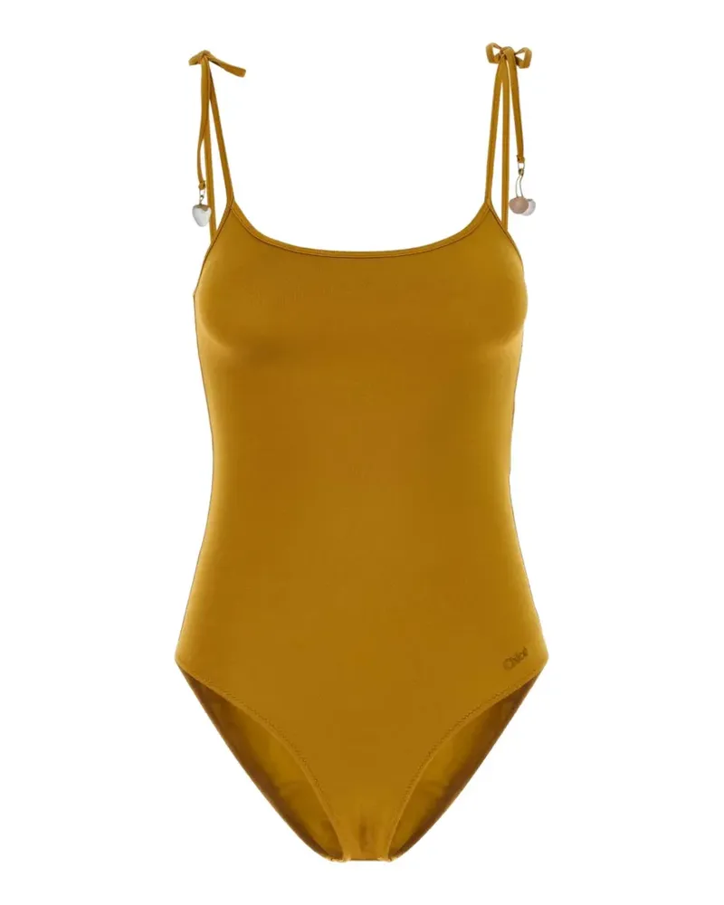 Chloé charm-embellished tie-fastening swimsuit - Gelb Gelb