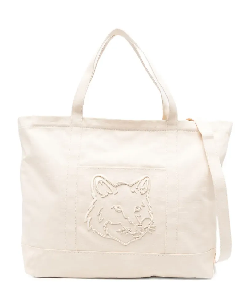 Kitsuné XL fox-log tote bag - Nude Nude